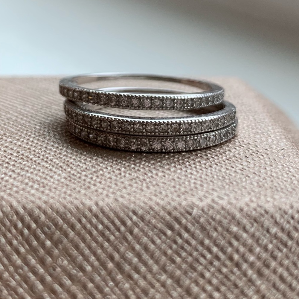 Silver Rhinestone Ring Stack
